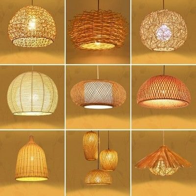Handmade Modern Art Pendant Lampu Lampu Bambu Restoran Hotel Rattan Chandelier Rattan Pendant Light
