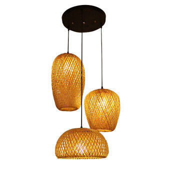 Lampu Lampu Rattan Tiga Kepala dengan Kontrol Switch