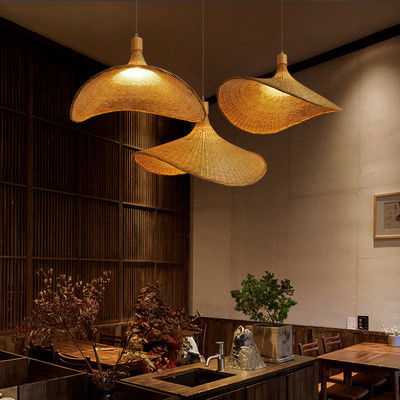Creative Rattan Pendant Light Big Straw Hat Style 3500K Panas Putih CCT