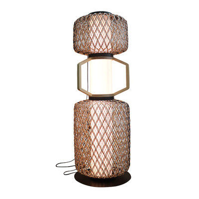 Lampu Rattan Standing Dekoratif 3500K CCT Untuk Hotel Residential