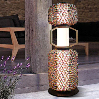 Lampu Rattan Standing Dekoratif 3500K CCT Untuk Hotel Residential