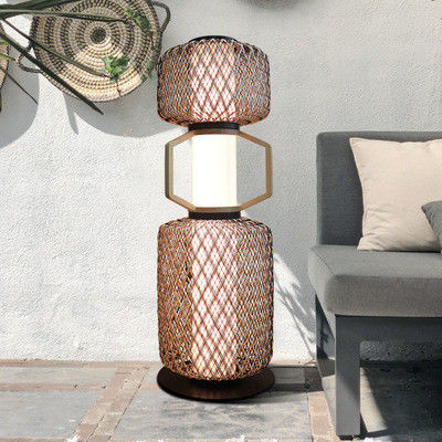 Lampu Rattan Standing Dekoratif 3500K CCT Untuk Hotel Residential