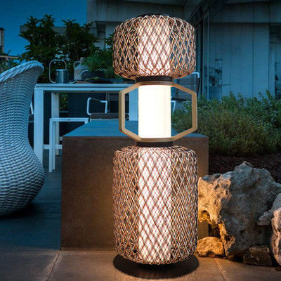 Lampu Rattan Standing Dekoratif 3500K CCT Untuk Hotel Residential