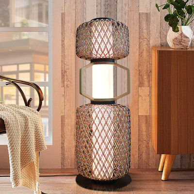 Lampu Rattan Standing Dekoratif 3500K CCT Untuk Hotel Residential