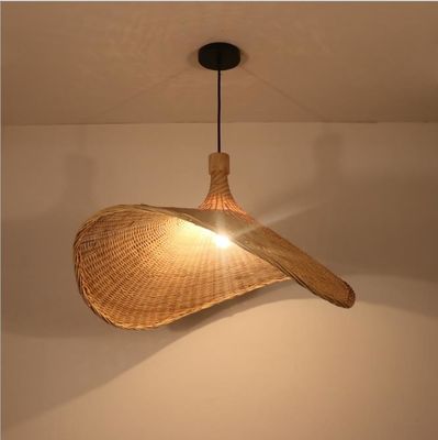 Pencahayaan bentuk topi lampu bambu dekorasi lampu gantungan rotan untuk klub toko