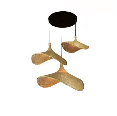 Pencahayaan bentuk topi lampu bambu dekorasi lampu gantungan rotan untuk klub toko