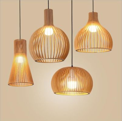 Bird Cage Rattan Pendant Chandelier 3500K Warm White Untuk Restoran Bar