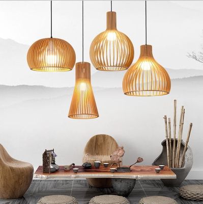Bird Cage Rattan Pendant Chandelier 3500K Warm White Untuk Restoran Bar