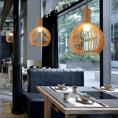 Bird Cage Rattan Pendant Chandelier 3500K Warm White Untuk Restoran Bar