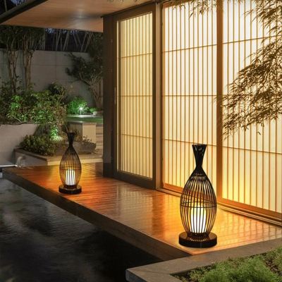 Lampu Lantai Rotan Tahan Air Untuk Balkon Luar Villa