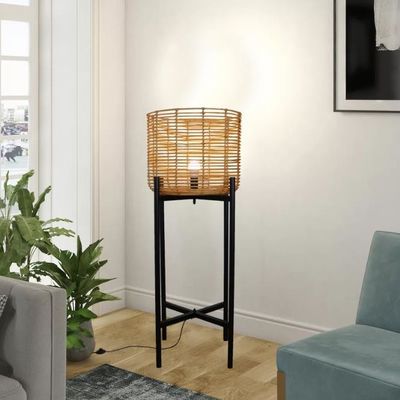 4 Legs Wicker Rattan Lampu Lantai Untuk Atmosfer Ruang Tamu