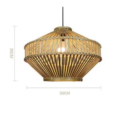 3500K Retro Bamboo Woven Pendant Light Untuk Ruang Tamu