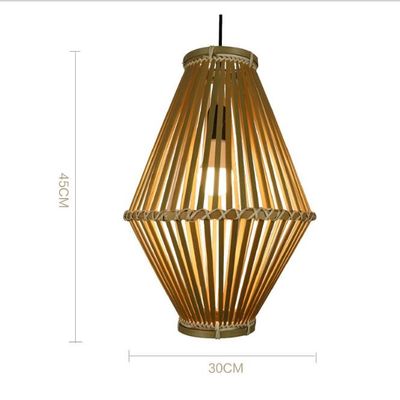 3500K Retro Bamboo Woven Pendant Light Untuk Ruang Tamu