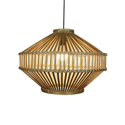 3500K Retro Bamboo Woven Pendant Light Untuk Ruang Tamu