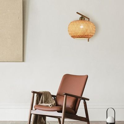 lampu dinding tenunan bambu mewah - lampu koridor bambu - lampu rattan bambu gantung
