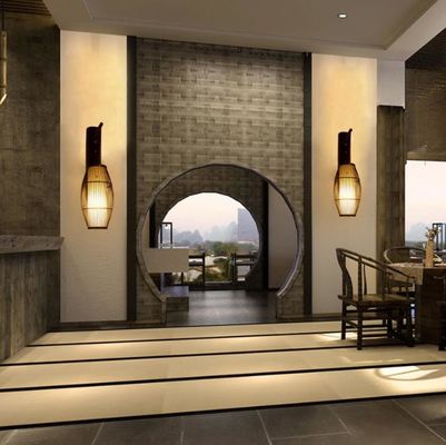 Lampu dinding kayu solid retro Cina - Hotel Lampu koridor bambu -lampu dinding lentera bambu antik