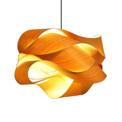 Lampu Pendant Rattan Kayu Nordic Sumber Cahaya LED Untuk Ruang Tamu