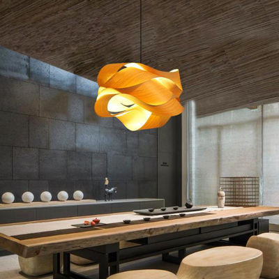 Lampu Pendant Rattan Kayu Nordic Sumber Cahaya LED Untuk Ruang Tamu