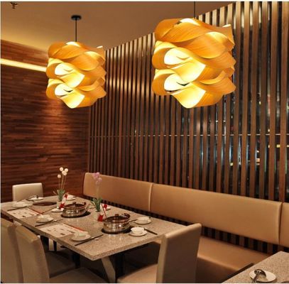 Lampu Pendant Rattan Kayu Nordic Sumber Cahaya LED Untuk Ruang Tamu