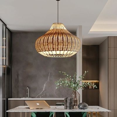 Handmade kreatif Rattan Pendant Cahaya lentera Bentuk Bulat