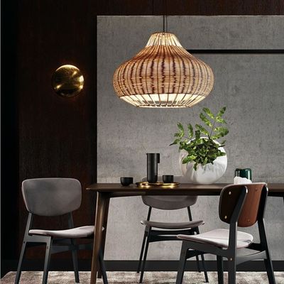 Handmade kreatif Rattan Pendant Cahaya lentera Bentuk Bulat