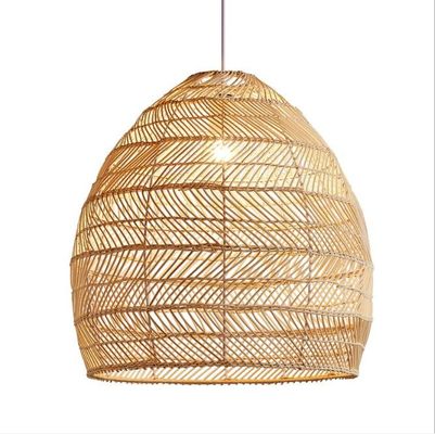 Modern Round Rattan Hanging Chandelier Untuk Restoran Pencahayaan Indoor