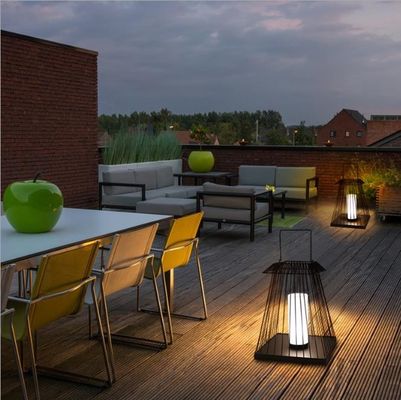 Creative Rattan Floor Lantern Lamp E27 Base Untuk Taman Luar Ruangan