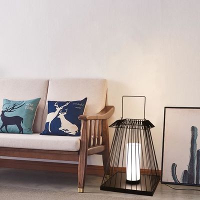 Creative Rattan Floor Lantern Lamp E27 Base Untuk Taman Luar Ruangan