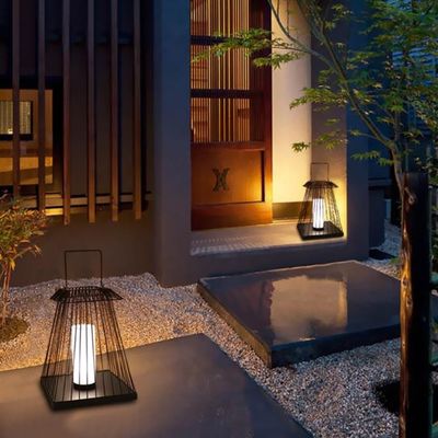 Creative Rattan Floor Lantern Lamp E27 Base Untuk Taman Luar Ruangan