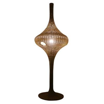 Modern Standing Rattan Floor Lamp E27 Base Untuk Kamar Tamu Hotel