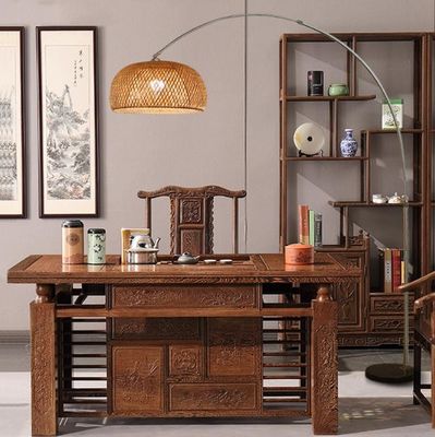 funky rattan lampshade sofa sisi led lantai lampu berdiri