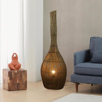 3500K Artistik Lampu Lantai Rattan Cahaya Untuk Hotel Club ruang tamu