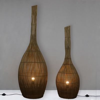 3500K Artistik Lampu Lantai Rattan Cahaya Untuk Hotel Club ruang tamu