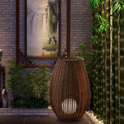 Lampu Lantai Rattan Mewah Disesuaikan, Lampu Lantai Wicker Kreatif Indoor
