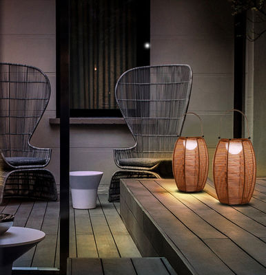 Lampu Lantai Rotan Luar Ruangan Daya Surya IP65 Waterproof
