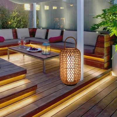 Lampu Lantai Rotan Waterproof, Wicker Standing Lamp Untuk Balkon Luar Ruang