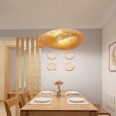 Modern Bambu Rattan Pendant Lampu Lampshade Untuk Ruang Indoor