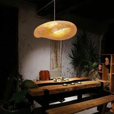 Modern Bambu Rattan Pendant Lampu Lampshade Untuk Ruang Indoor