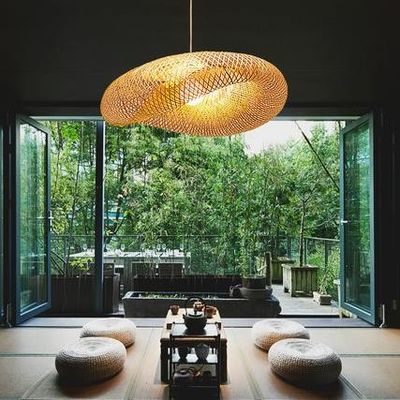 Modern Bambu Rattan Pendant Lampu Lampshade Untuk Ruang Indoor