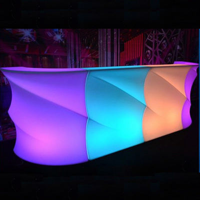 Bentuk Gelombang Cahaya LED Bar Counter, Outdoor Light Up Bar Table Waterproof