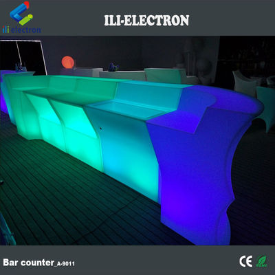 Bentuk Gelombang Cahaya LED Bar Counter, Outdoor Light Up Bar Table Waterproof