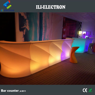 Bentuk Gelombang Cahaya LED Bar Counter, Outdoor Light Up Bar Table Waterproof