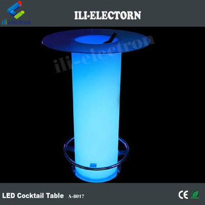 Meja Koktail Cahaya Kaca Tinggi LED, Meja Kopi Tercahaya Dengan Ember Es