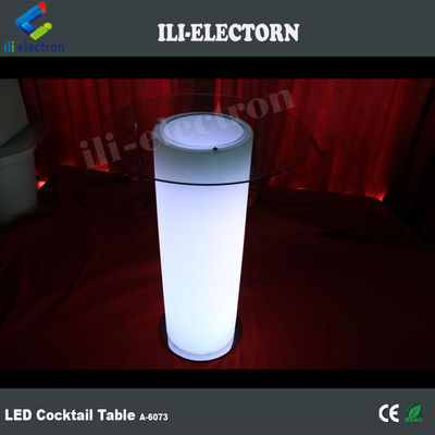 Meja Koktail Cahaya Kaca Tinggi LED, Meja Kopi Tercahaya Dengan Ember Es