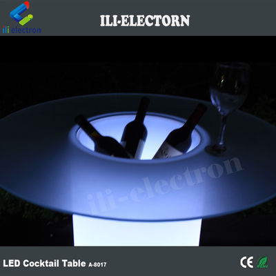 Meja Koktail Cahaya Kaca Tinggi LED, Meja Kopi Tercahaya Dengan Ember Es
