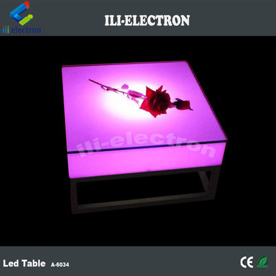 Meja lampu led plastik persegi portabel dengan rak logam