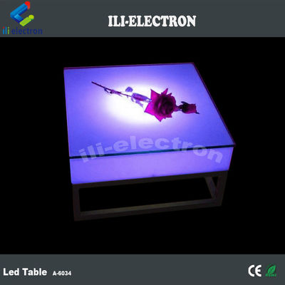 Meja lampu led plastik persegi portabel dengan rak logam