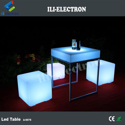 Meja lampu led plastik persegi portabel dengan rak logam