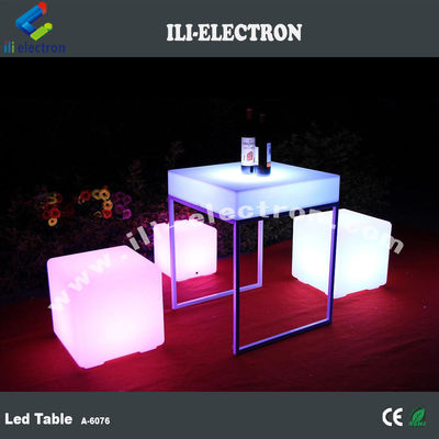 Meja lampu led plastik persegi portabel dengan rak logam