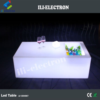 Meja bar led plastik PE nirkabel unik dengan ember es / tangki pendingin